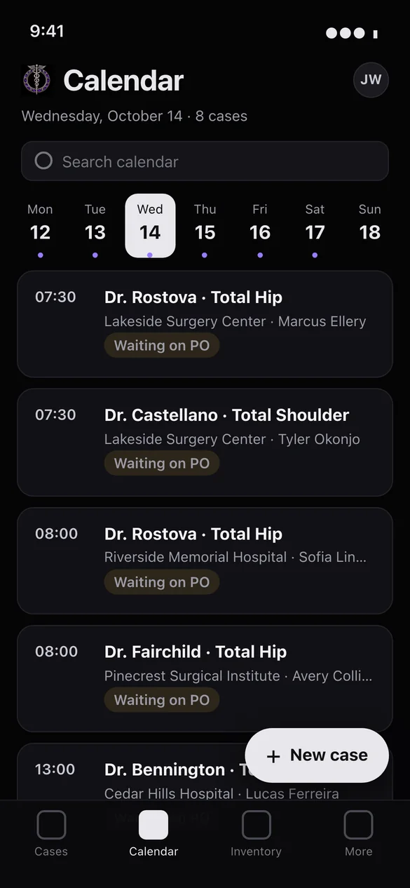 Sample app calendar